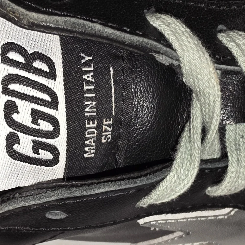 Golden Goose Hi Star Classic Shoes Womens Size 38 Black Silver Colorway Leather